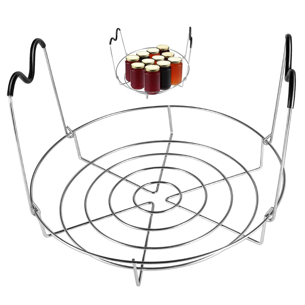 11.7′′ Canning Rack, Stainless Steel Steamer Canning Jar Rack with Silicone Handle, Canner Rack Canning Supplies Kit for Regular Wide Mouth Mason Jars Ball Jars — view 1
