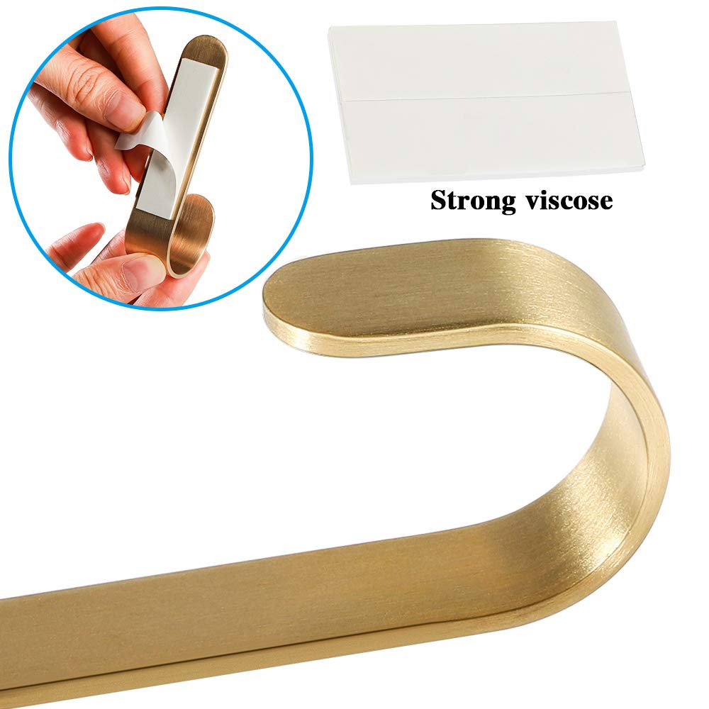 4 Pcs Brass Hooks, L-Shaped Towel Robe Hook on Wall Door, Self-Adhesive Holders for Hanging Coat Hat for Kitchen Bathroom Bedroom, for Door Wall Decoration, 0.5′′ x 3′′ — view 3