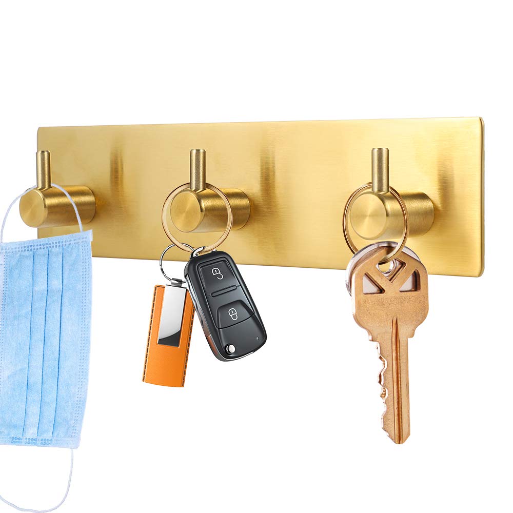 Key Holder for Wall Decorative, Adhesive Stainless Steel Key Hooks, Key Hanger Key Organizer for Wall, Towel Hook Coat Hanger for Entryway Hallway Kitchen — view 2